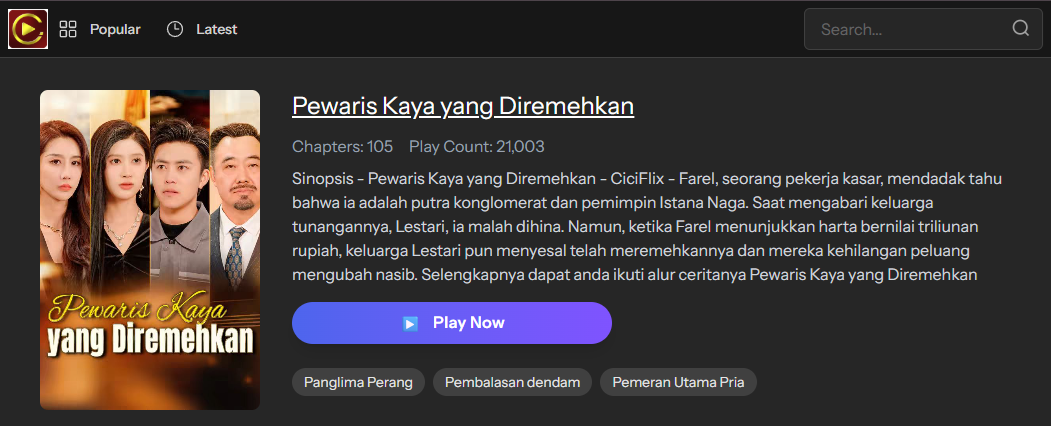 Pewaris Kaya yang diremehkan - sinopsis